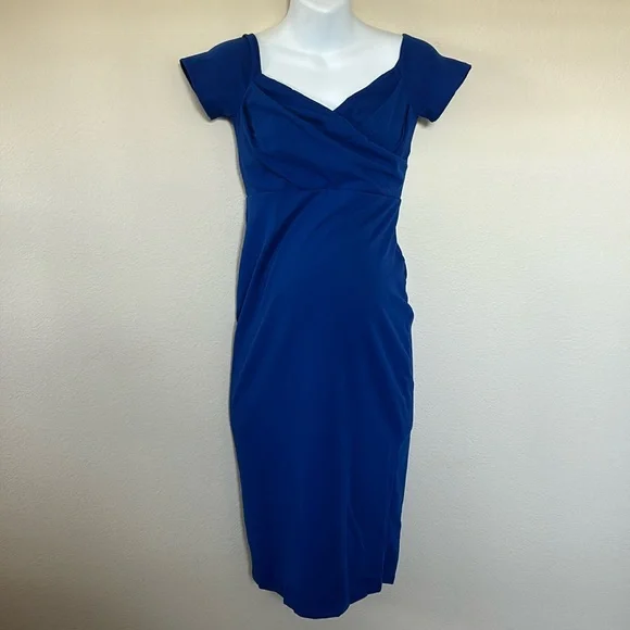 PinkBlush Royal Cobalt Blue Off Shoulder Sweetheart
Neckline Maternity Dress - Picture 4 of 11